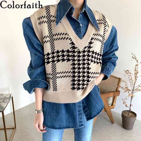 colorfaith new autumn winter women sweaters pullover v-neck sleeveless plaid knitted checkered vintage wild vest swv9969 210413, White;black
colorfaith new autumn winter women sweaters pullover v-neck sleeveless plaid knitted checkered vintage wild vest swv9969 210413, White;black