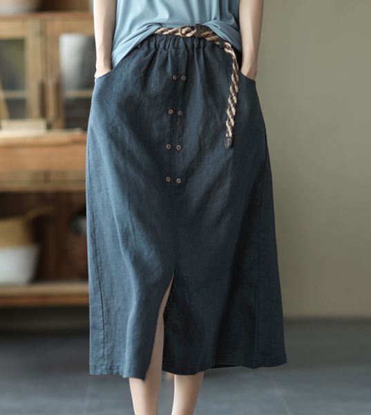 skirts summer ramie women's elastic waist thin a-line medium length solid split skirt 5957, Black
skirts summer ramie women's elastic waist thin a-line medium length solid split skirt 5957, Black