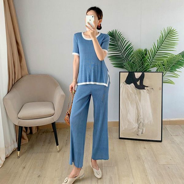 women's two piece pants pant suits for women plus size 45-75kg 2021 summer fashion simple patchwork light blue elastic loose miyake ple, White
women's two piece pants pant suits for women plus size 45-75kg 2021 summer fashion simple patchwork light blue elastic loose miyake ple, White