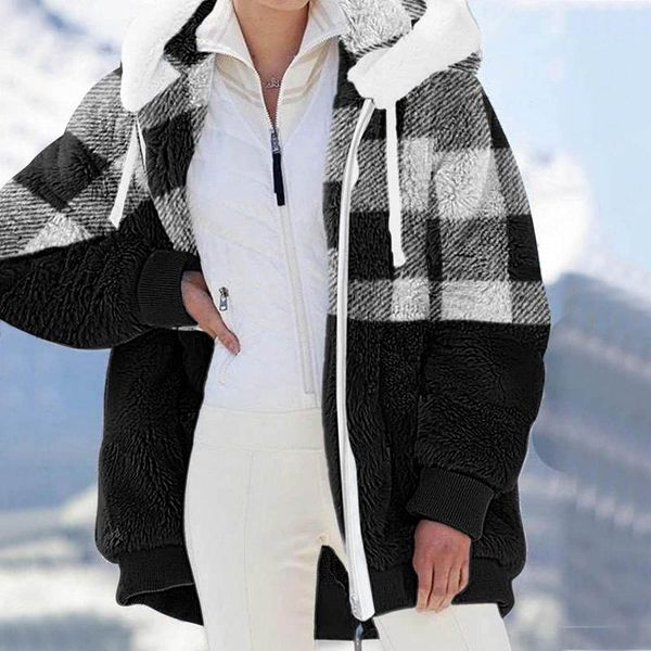 women's jackets fashion winter warm casual loose plush fleece patchwork zipper hooded jacket oversized coat outerwear casaco feminino#g, Black;brown
women's jackets fashion winter warm casual loose plush fleece patchwork zipper hooded jacket oversized coat outerwear casaco feminino#g, Black;brown