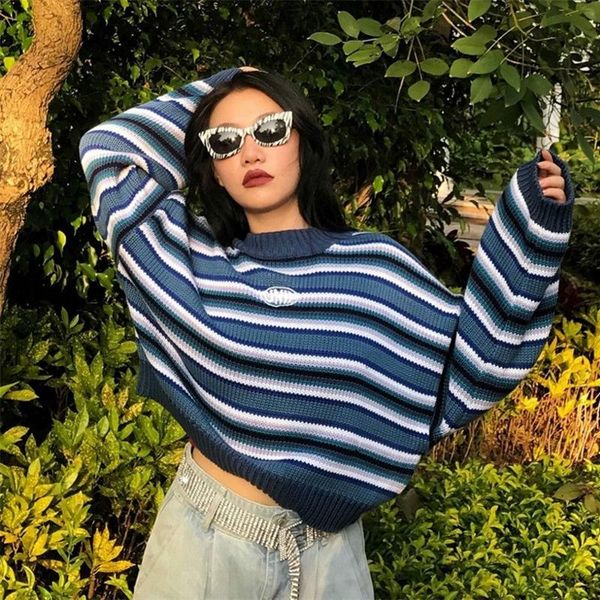 women's sweaters embroidery striped blue knitted sweater autumn o neck long sleeve oversized jumper harajuku preppy style cropped pullo, White;black
women's sweaters embroidery striped blue knitted sweater autumn o neck long sleeve oversized jumper harajuku preppy style cropped pullo, White;black