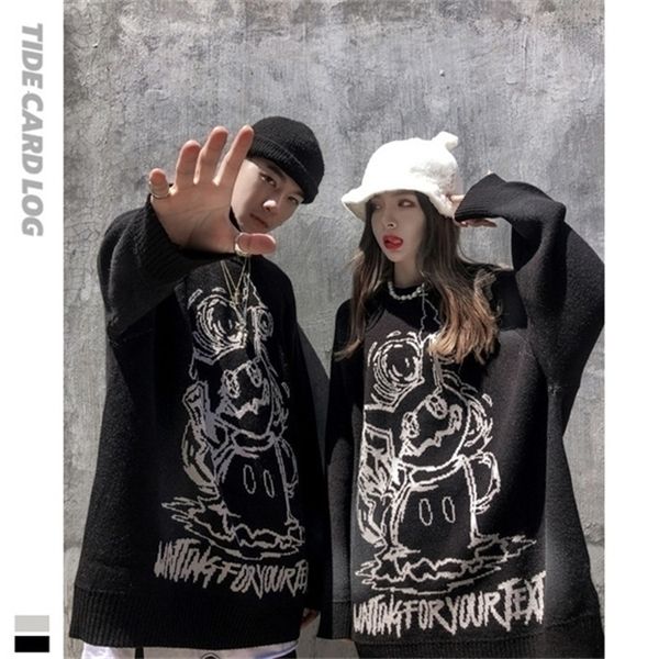 autumn and winter new tie dyed animation jacquard loose sweater round neck lazy wind coat men's and women's couple's sweater_, White;black
autumn and winter new tie dyed animation jacquard loose sweater round neck lazy wind coat men's and women's couple's sweater_, White;black