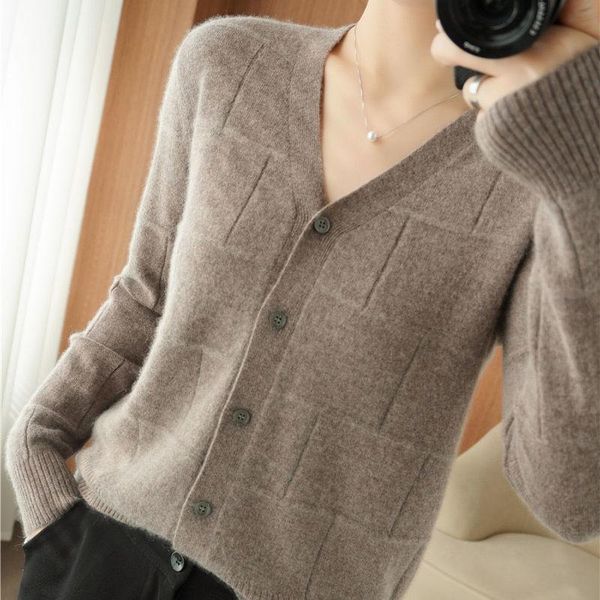 women's knits & tees autumn winter women casual long sleeve knitted sweater female v-neck button down solid color loose jumper cardigan, White
women's knits & tees autumn winter women casual long sleeve knitted sweater female v-neck button down solid color loose jumper cardigan, White