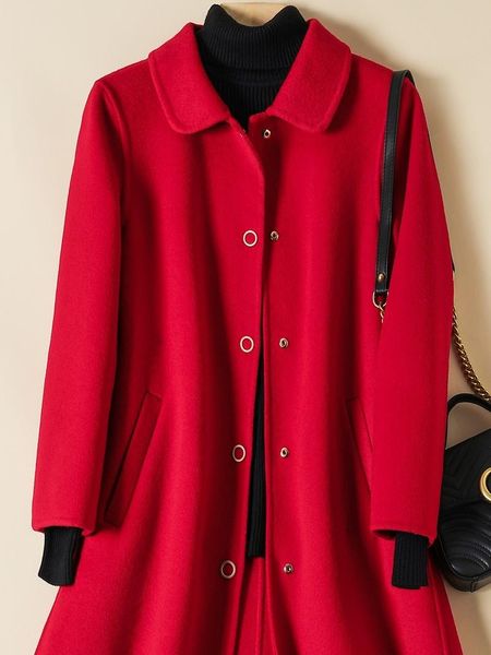women's wool & blends double sided cashmere coat women's 2021 autumn winter doll collar double-sided korean loose long style, Black
women's wool & blends double sided cashmere coat women's 2021 autumn winter doll collar double-sided korean loose long style, Black