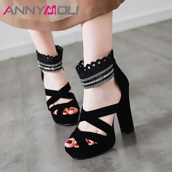 women shoes summer sandals crystal platform thick heels zipper extreme high heel ankle wrap plus size 43, Black
women shoes summer sandals crystal platform thick heels zipper extreme high heel ankle wrap plus size 43, Black
