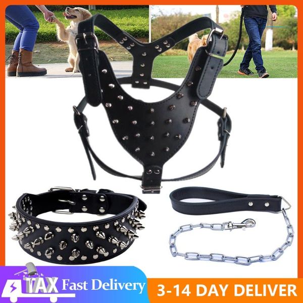 dog collars & leashes studded spiked leather gift collar harness leash set for pitbull mastiff pet household accessories tool indoor outdoor
dog collars & leashes studded spiked leather gift collar harness leash set for pitbull mastiff pet household accessories tool indoor outdoor