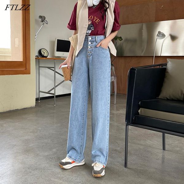 women's jeans ftlzz streetwear female retro washed single breasted long denim pants high waist wide leg straight ladies trousers, Blue
women's jeans ftlzz streetwear female retro washed single breasted long denim pants high waist wide leg straight ladies trousers, Blue