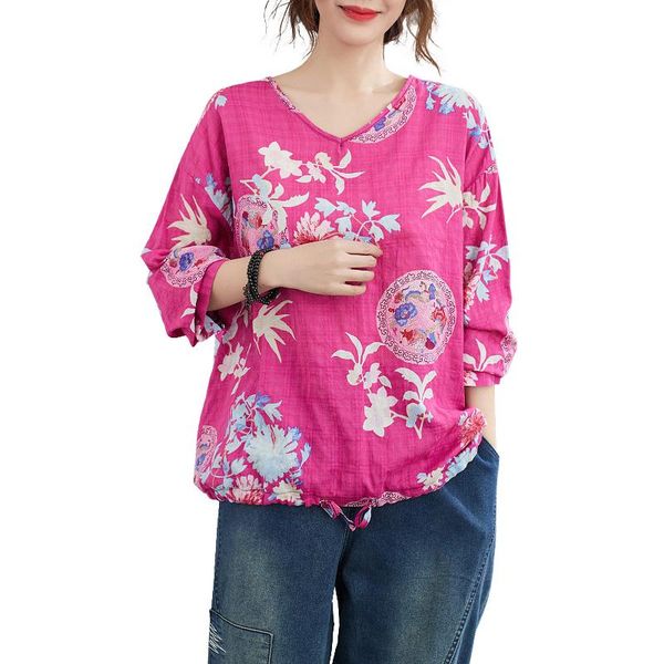 women's blouses & shirts 2021 women loose blouse floral print v-neck long sleeve drawstring hem vintage shirt casual mujer, White
women's blouses & shirts 2021 women loose blouse floral print v-neck long sleeve drawstring hem vintage shirt casual mujer, White