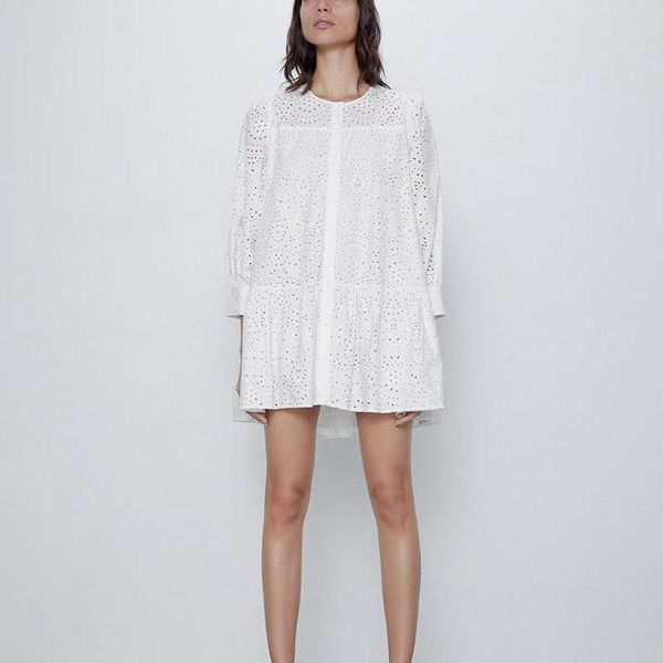 casual dresses summer long sleeve hollow out white cotton dress o neck patchwork embroidered straight women vacation beach, Black;gray
casual dresses summer long sleeve hollow out white cotton dress o neck patchwork embroidered straight women vacation beach, Black;gray