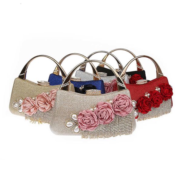 fashion rhinestone tassel bag exquisite flower elegant hand dinner bag f918-7