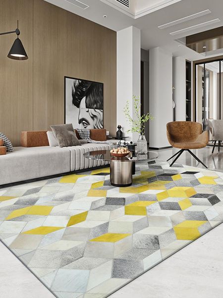 carpets modern cowhide carpet yellow square stitching bedroom living room tea table geometric design handmade rugs
carpets modern cowhide carpet yellow square stitching bedroom living room tea table geometric design handmade rugs