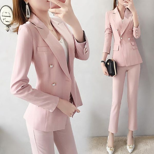 women's suits & blazers spring woman work pant ol 2 piece sets double breasted pink blazer jacket zipper trousers suit for women set fe, White;black
women's suits & blazers spring woman work pant ol 2 piece sets double breasted pink blazer jacket zipper trousers suit for women set fe, White;black