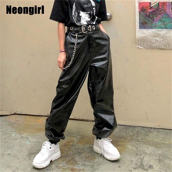 women's pants & capris neongirl chain pu leather jogger women black loose casual hip hop dancing zipper pockets streetwear trousers, Black;white
women's pants & capris neongirl chain pu leather jogger women black loose casual hip hop dancing zipper pockets streetwear trousers, Black;white
