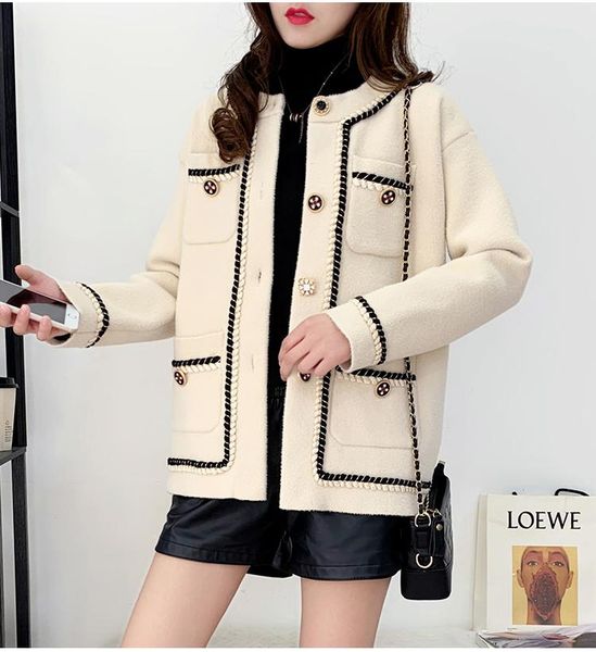 women's wool & blends 2021 o-neck long sleeve color block autumn spring warm woolen short coat ol fashion casacos plus size s m l, Black
women's wool & blends 2021 o-neck long sleeve color block autumn spring warm woolen short coat ol fashion casacos plus size s m l, Black