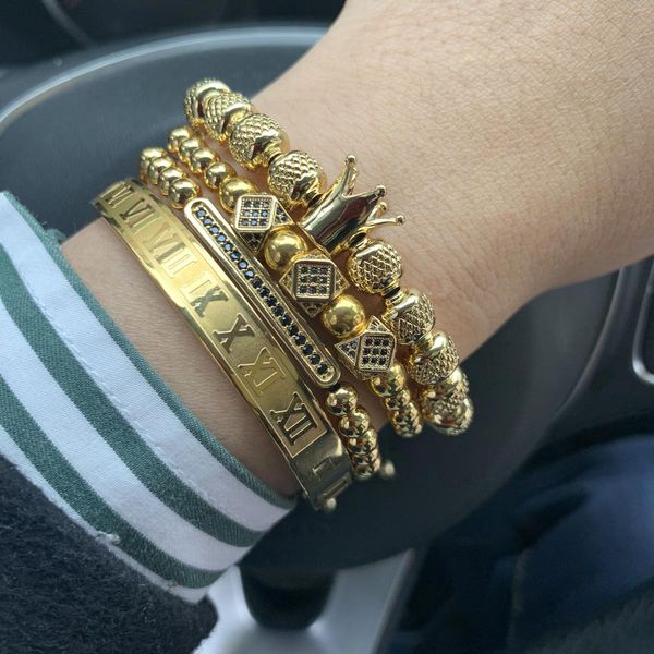 luxury royal king bracelet set copper beads cz charms stainless steel bangle macrame men bracelets & bangles for men jewelrybracelets, Golden;silver
luxury royal king bracelet set copper beads cz charms stainless steel bangle macrame men bracelets & bangles for men jewelrybracelets, Golden;silver