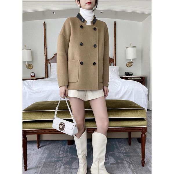 women's wool & blends 2021 autumn fashion double faced woolen coat, Black
women's wool & blends 2021 autumn fashion double faced woolen coat, Black