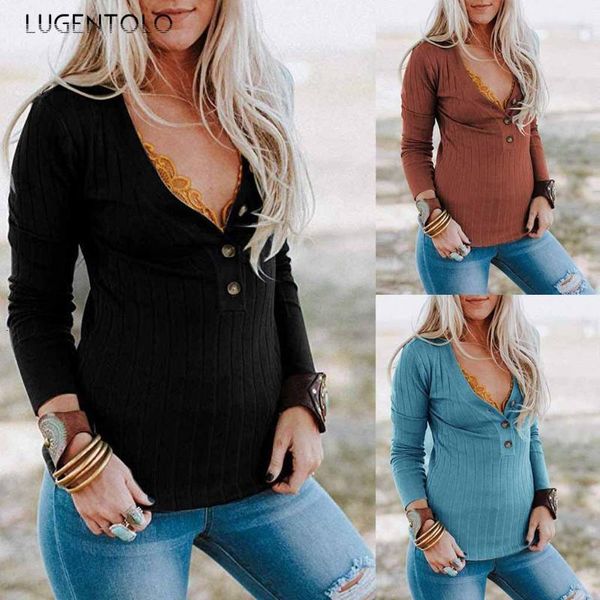 women's t-shirt lugentolo women t-shirt solid long sleeve v-neck autumn button slim-fit simple female casual all-match t-shirts f1aj, White
women's t-shirt lugentolo women t-shirt solid long sleeve v-neck autumn button slim-fit simple female casual all-match t-shirts f1aj, White