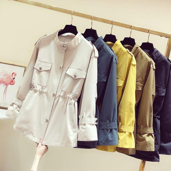 women's trench coats mid-length windbreaker 2021 spring autumn sashion stand-up collar long-sleeved casual waist trendy 085, Tan;black
women's trench coats mid-length windbreaker 2021 spring autumn sashion stand-up collar long-sleeved casual waist trendy 085, Tan;black