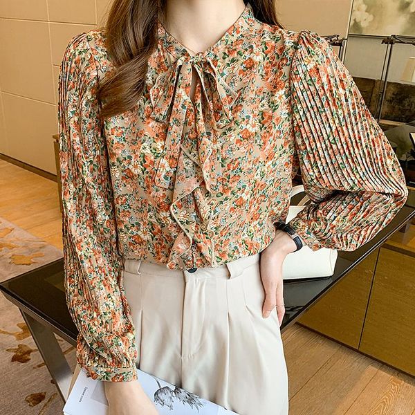 women's blouses & shirts elegant floral print ladies france style chiffon 2022 spring pleated lantern sleeve blusas mujer, White
women's blouses & shirts elegant floral print ladies france style chiffon 2022 spring pleated lantern sleeve blusas mujer, White