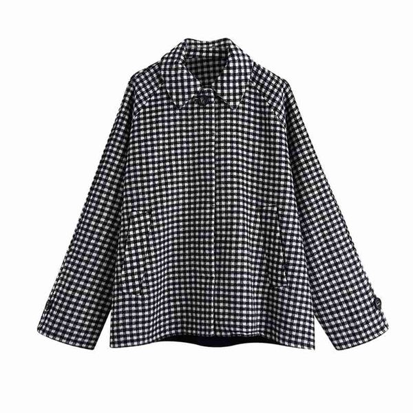 women fashion loose check woollen jacket coat vintage long sleeve pockets plaid female outerwear chic 210531, Black;brown
women fashion loose check woollen jacket coat vintage long sleeve pockets plaid female outerwear chic 210531, Black;brown