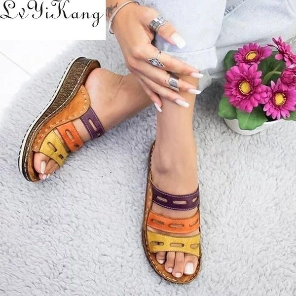 sandals women summer stitching casual slip on open toe rome retro leather platform wedge slides beach shoes ladies, Black
sandals women summer stitching casual slip on open toe rome retro leather platform wedge slides beach shoes ladies, Black