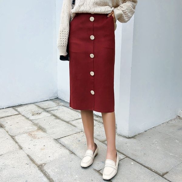button up suede workwear bodycon skirt autumn elegant straight length pencil women skirts 210601, Black
button up suede workwear bodycon skirt autumn elegant straight length pencil women skirts 210601, Black