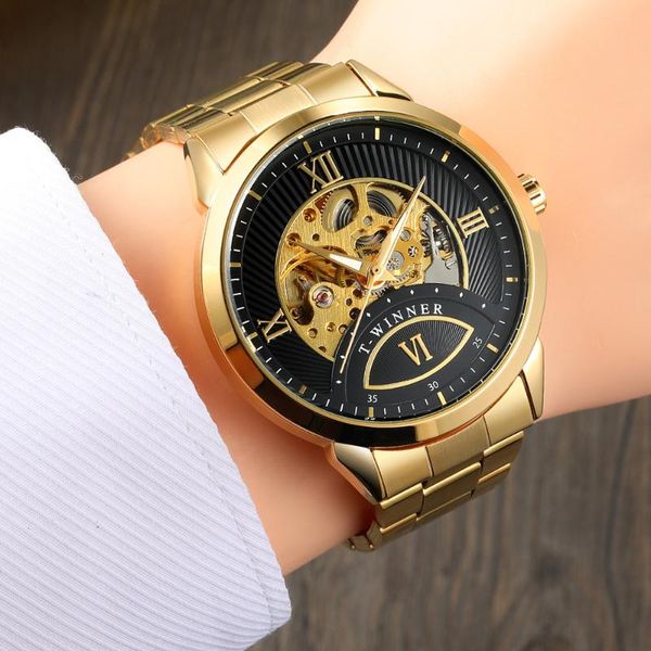 wristwatches winner luxury black gold stainless steel fashion royal designer skeleton waterproof men automatic mechanical watch relogios 202, Slivery;brown
wristwatches winner luxury black gold stainless steel fashion royal designer skeleton waterproof men automatic mechanical watch relogios 202, Slivery;brown