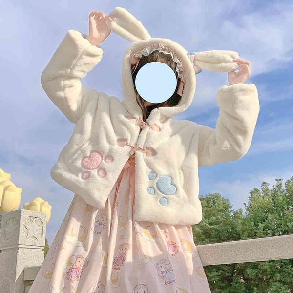 lolita cute coat women rabbit ears faux fur thick warm cropped jacket japanese bunny soft girl kawaii short plush hooded outwear, Black;gray
lolita cute coat women rabbit ears faux fur thick warm cropped jacket japanese bunny soft girl kawaii short plush hooded outwear, Black;gray