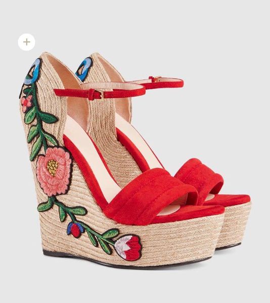 women summer embroidered platform shoes flock high heels flower applique supper heel wedge elegant sandals, Black
women summer embroidered platform shoes flock high heels flower applique supper heel wedge elegant sandals, Black