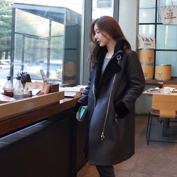 leather winter women lambs wool pu patchwork thick warm coat female long coats zipper faux leather jackets 3xl a62, Black
leather winter women lambs wool pu patchwork thick warm coat female long coats zipper faux leather jackets 3xl a62, Black