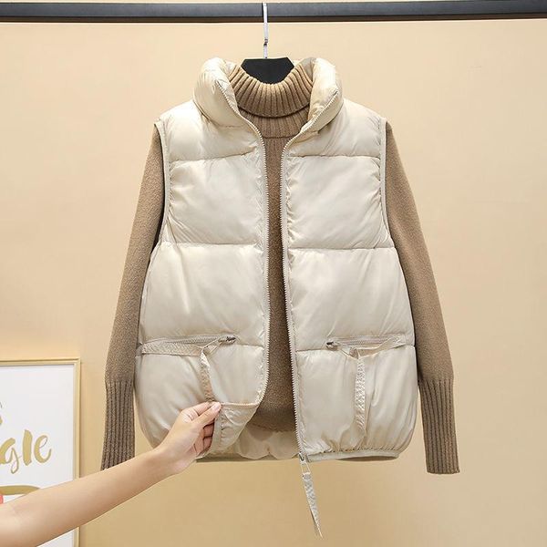 women's vests autumn winter women sleeveless vest female warm cotton padded jackets ladies parkas collar solid loose waistcoats h859, Black;white
women's vests autumn winter women sleeveless vest female warm cotton padded jackets ladies parkas collar solid loose waistcoats h859, Black;white