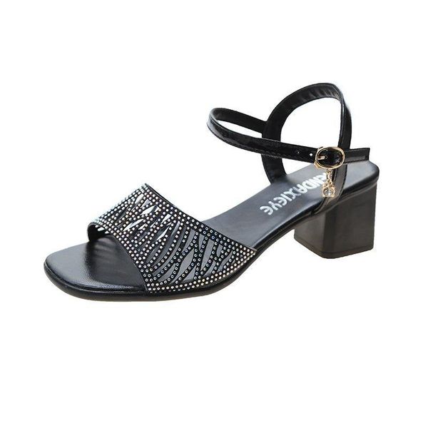 mature women's sandals with heels fashion all-match pure color simple rhinestones embellished elegant, Black
mature women's sandals with heels fashion all-match pure color simple rhinestones embellished elegant, Black