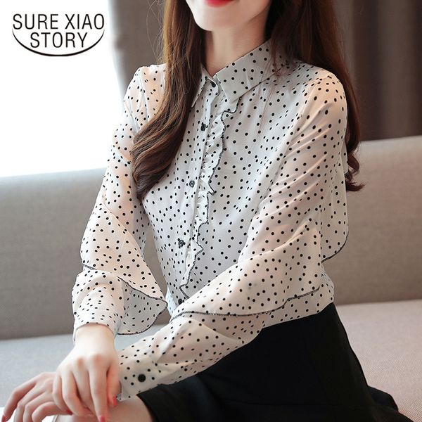 korean fashion clothing turn-down collar white blouse ruffles long sleeve chiffon blouses button polka dot shirts 6103 50 210417
korean fashion clothing turn-down collar white blouse ruffles long sleeve chiffon blouses button polka dot shirts 6103 50 210417
