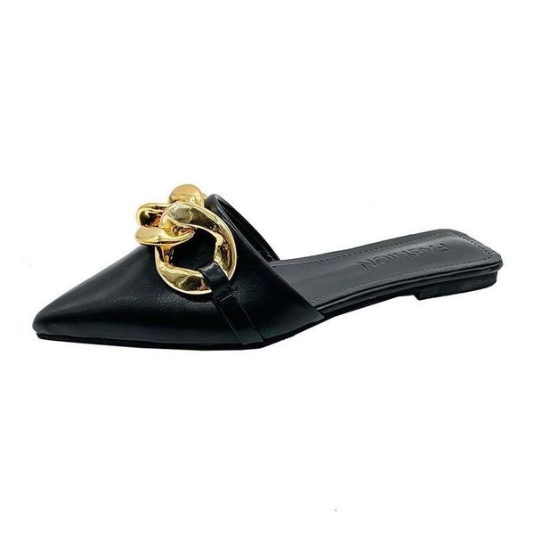 sandals woman metal chain slippers decoration summer outdoors sandals pointed to apartment slippages in elegant women mules shoes 247o, Black
sandals woman metal chain slippers decoration summer outdoors sandals pointed to apartment slippages in elegant women mules shoes 247o, Black