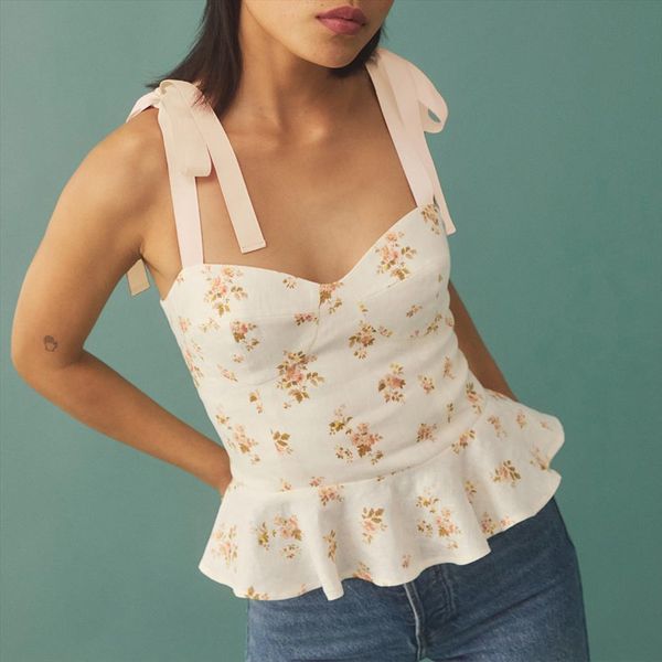 vintage floral print women tanks crop sweetheart neck ruffle hem elegant peplum sleeveless tie strap summer, White
vintage floral print women tanks crop sweetheart neck ruffle hem elegant peplum sleeveless tie strap summer, White