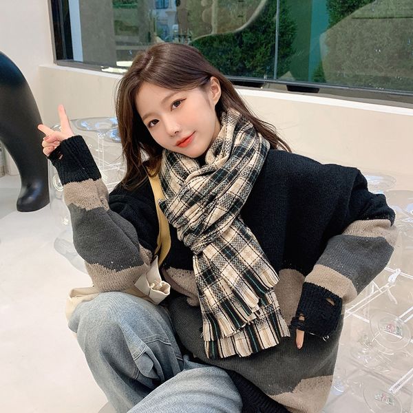shawl scarf korean striped women's 2021 winter thickened cashmere like warm dual-purpose long bib, Blue;gray
shawl scarf korean striped women's 2021 winter thickened cashmere like warm dual-purpose long bib, Blue;gray
