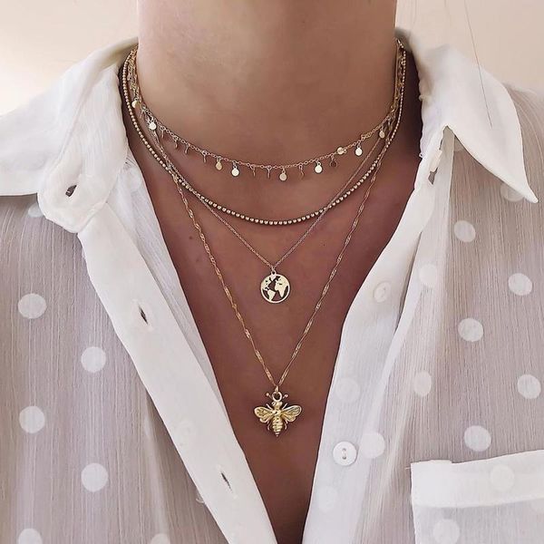 for women gold color map bee moon tassel hanger chain chains veter fluvials choker fashion jewelry, Silver
for women gold color map bee moon tassel hanger chain chains veter fluvials choker fashion jewelry, Silver