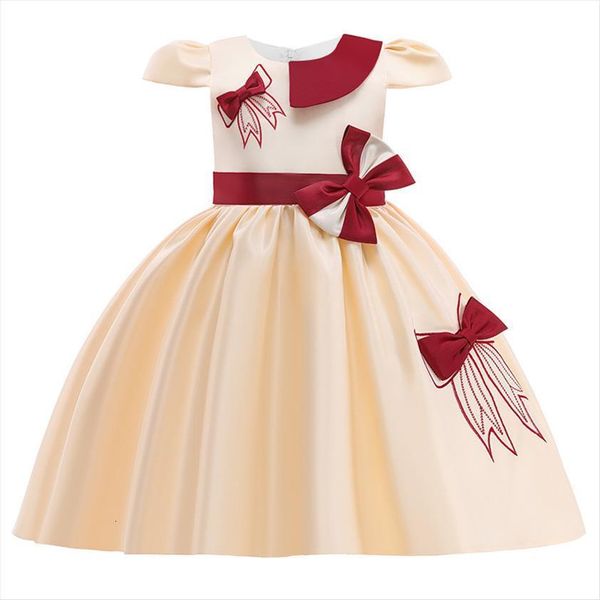 girl sweet bow embroidery dress banquet for girls princess stage costume birthday party wedding kids, Red;yellow
girl sweet bow embroidery dress banquet for girls princess stage costume birthday party wedding kids, Red;yellow