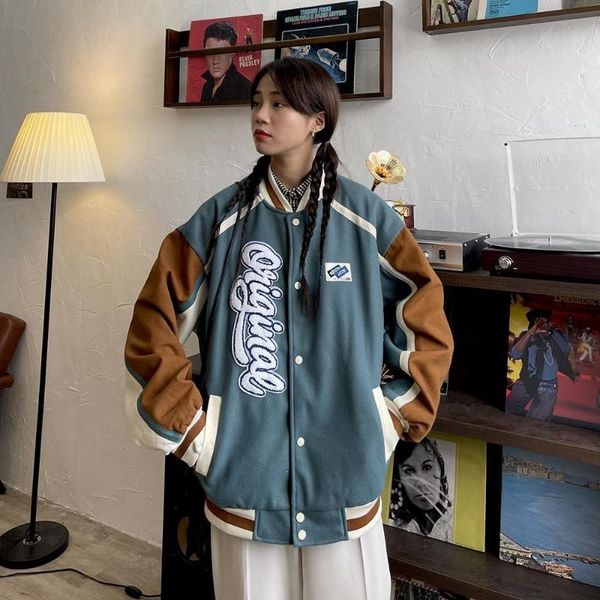 women's jackets baseball uniform jacket women fall 2021 loose bf contrast color retro casual men and, Black;brown
women's jackets baseball uniform jacket women fall 2021 loose bf contrast color retro casual men and, Black;brown