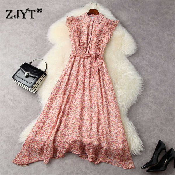 elegant ruffles sleeveless floral printed summer chiffon dress women designers mid calf beach boho robe femme casual vestidos 210601, Black;gray
elegant ruffles sleeveless floral printed summer chiffon dress women designers mid calf beach boho robe femme casual vestidos 210601, Black;gray