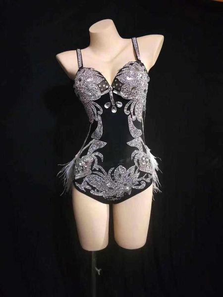 nightclub party celebration dancer stage costumes crystal feather bodysuit women singer wear acrobatics pole dance leotard women's jump, Black;white
nightclub party celebration dancer stage costumes crystal feather bodysuit women singer wear acrobatics pole dance leotard women's jump, Black;white