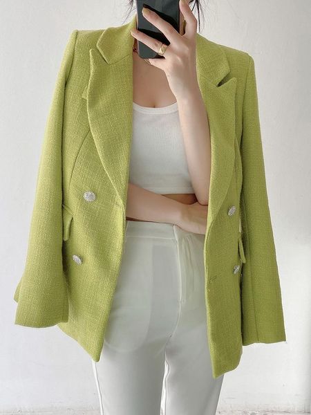 women's suits & blazers meriahzheng 2021 summer temperament thin casual lapel pearl buckle solid green suit jacket pyl, White;black
women's suits & blazers meriahzheng 2021 summer temperament thin casual lapel pearl buckle solid green suit jacket pyl, White;black