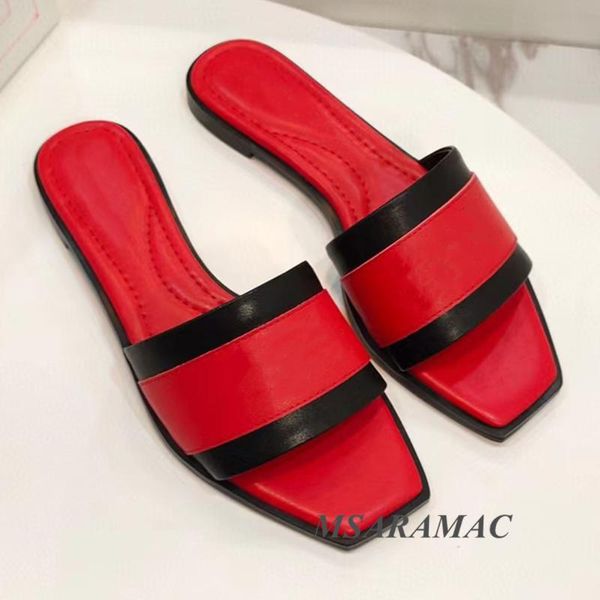 slippers summer red black stitching square toe flat leather woman peep dress shoes fashion party
slippers summer red black stitching square toe flat leather woman peep dress shoes fashion party