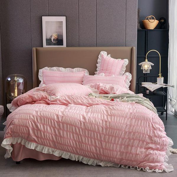 bedding sets luxury pink white gray korean princess style set duvet cover 1.5m 1.8m bed skirt or sheet pillowcases home textile
bedding sets luxury pink white gray korean princess style set duvet cover 1.5m 1.8m bed skirt or sheet pillowcases home textile