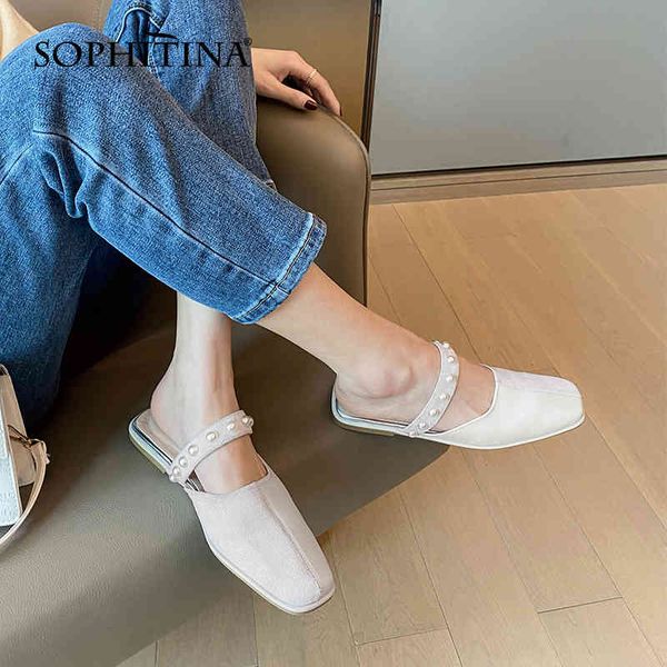 sophitina summer women slippers outdoor korean pearl flat comfortable shoes square toe leather tpr non-slip female shoes ao194 210513, Black
sophitina summer women slippers outdoor korean pearl flat comfortable shoes square toe leather tpr non-slip female shoes ao194 210513, Black