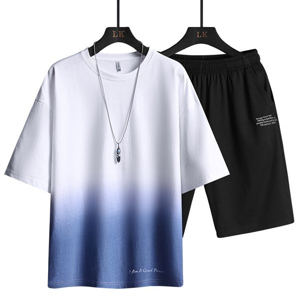 men's tracksuits gradient color summer fashion clothing two piece men sweat suits short sleeve set the price ofb18p, Gray
men's tracksuits gradient color summer fashion clothing two piece men sweat suits short sleeve set the price ofb18p, Gray