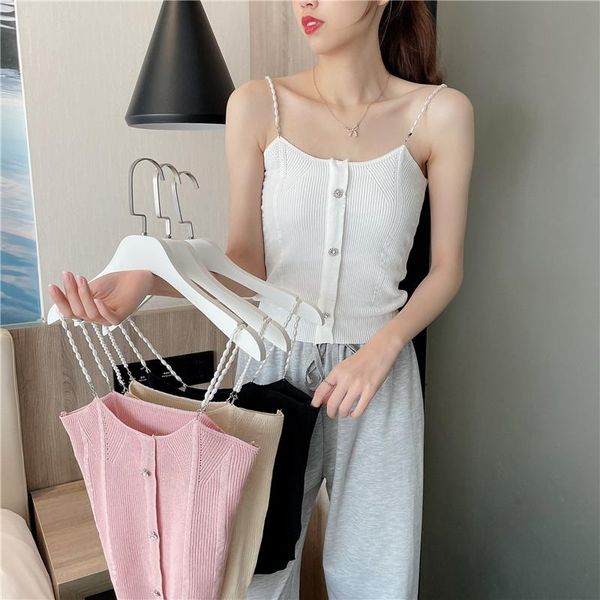 women's tanks & camis summer knitted simple crops women beading pearls straps tank girl sleeveless solid t-shirt buttons camisole tees, White
women's tanks & camis summer knitted simple crops women beading pearls straps tank girl sleeveless solid t-shirt buttons camisole tees, White