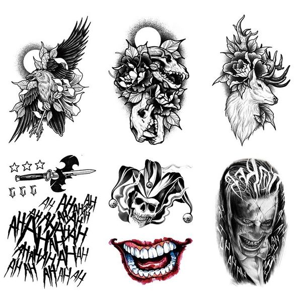tattoo paste clown smile face wind deer head dark arm half disposable temporary waterproof simulation water transfer
tattoo paste clown smile face wind deer head dark arm half disposable temporary waterproof simulation water transfer