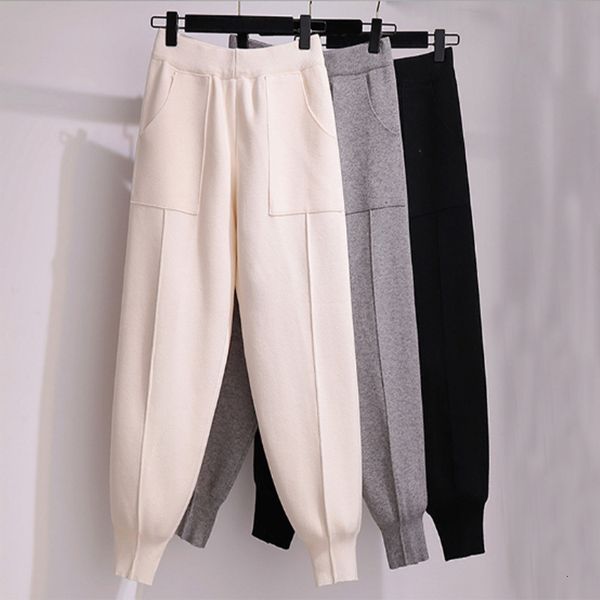 women's tracksuits knitted harem pants warm joggers autumn solid high waist loose female streetwear casual ladies trousers ixv9, Gray 
women's tracksuits knitted harem pants warm joggers autumn solid high waist loose female streetwear casual ladies trousers ixv9, Gray