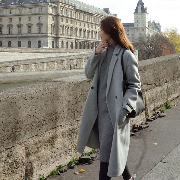women's wool & blends autumn elegant woolen coat women long thick cashmere windbreaker korean style wide-waisted outwear clothi, Black
women's wool & blends autumn elegant woolen coat women long thick cashmere windbreaker korean style wide-waisted outwear clothi, Black